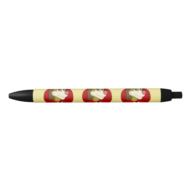 Lion holding a soccer ball cartoon black ink pen (Front)
