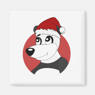 Lion holding a soccer ball cartoon magnet