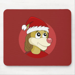 Lion holding a soccer ball cartoon mouse pad