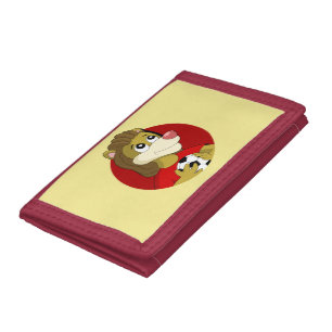 Lion holding a soccer ball cartoon trifold wallet