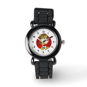 Lion holding a soccer ball cartoon watch