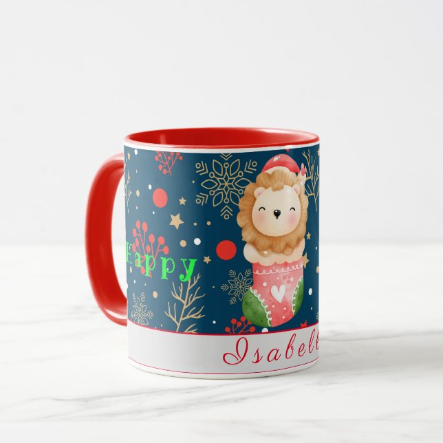 Lion Holidays Customize Text and Name Mug (Front Left)