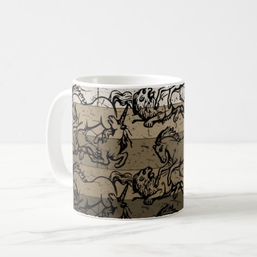Lion Horse Unicorn Animals Sketch Drawing Coffee Mug