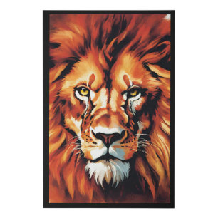 Lion Hot Fire Drawing Canvas Wall Art
