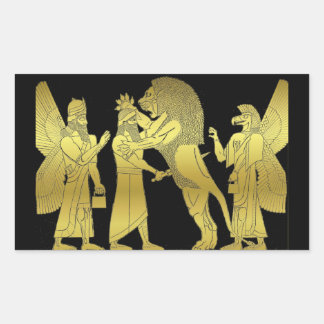 Lion Hunt Rectangular Sticker