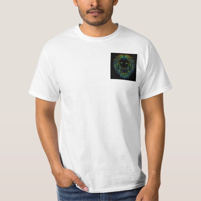 Lion Illustrated Design On Left Side Chest T-Shirt (Front)
