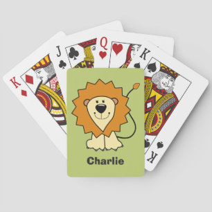 Lion illustration custom name kid's playing cards
