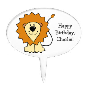 Lion illustration custom text cake topper
