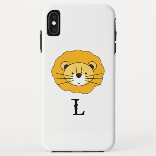 Lion Illustration Cute Safari Monogram iPhone XS Max Case