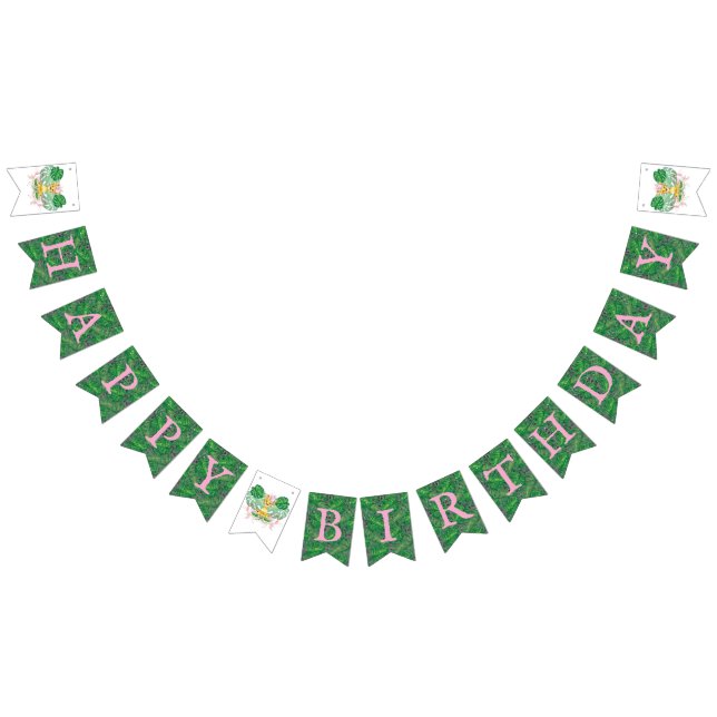Lion Illustration Girl Safari Happy Birthday Bunting Flags (All)