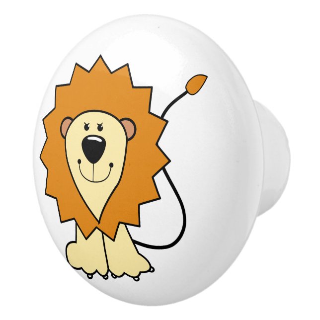 Lion illustration kids' room ceramic knob (Right)