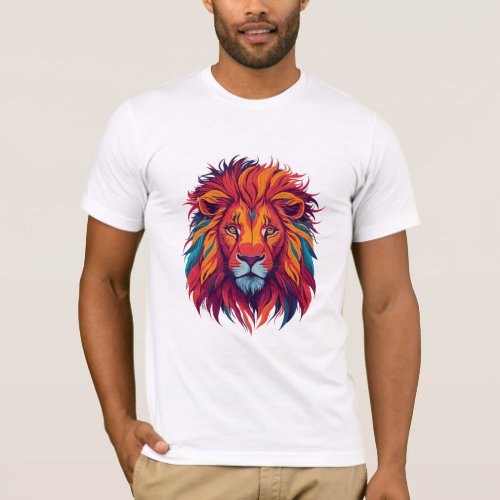 Lion Illustration With Bold Vivid Color T_Shirt