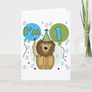 Lion I'm 1 First Birthday Tshirts and Gifts Card