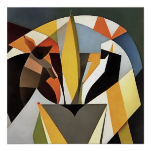Lion In A Geometric Abstract Art Style  Poster