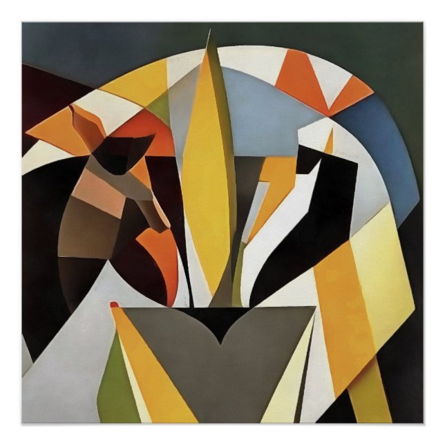 Lion In A Geometric Abstract Art Style  Poster (Front)