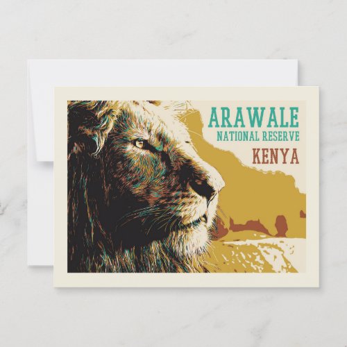 Lion in Arawale National Reserve Kenya Postcard