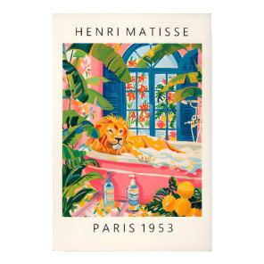 Lion In Bathtub Poster, Matisse Poster, Pink Bathr Poster