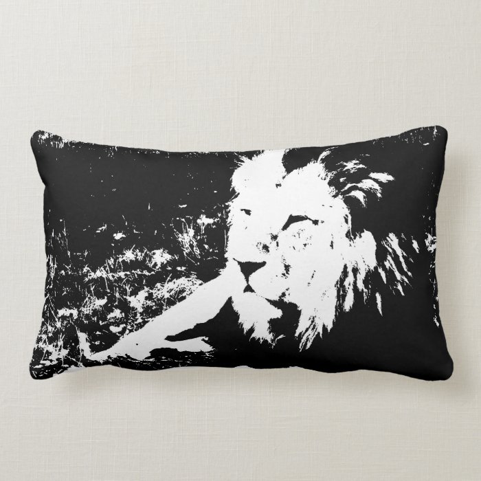 Lion in Black and White Pillows