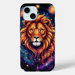 Lion in Cosmic Starry Galaxy iPhone 15 Case