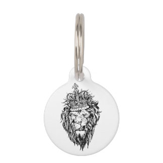 Lion in crown pet name tag