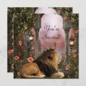 Lion in Enchanted Floral Garden Event Invite (Front/Back)