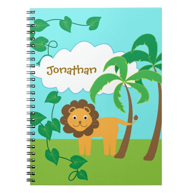 Lion in Jungle with Palm Trees Personalized Notebook (Front)