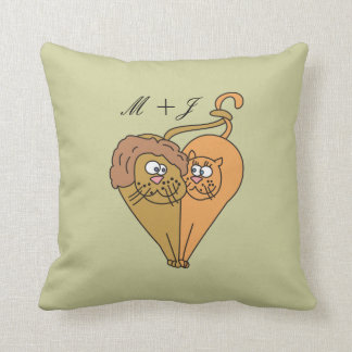 Lion in Love Personalized Monogram Cute Pillows