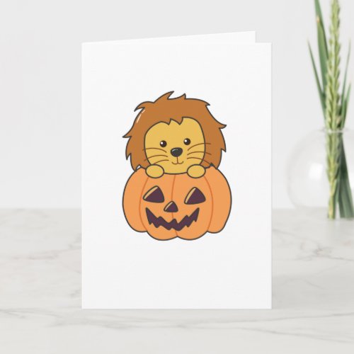 Lion In Pumpkin Orange Koalas Halloween Lion Card