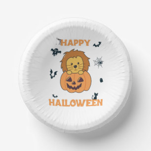 Lion In Pumpkin Sweet Lions Happy Halloween Paper Bowls