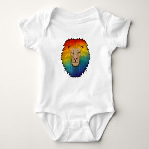 Lion in Rainbow Colors Baby Bodysuit