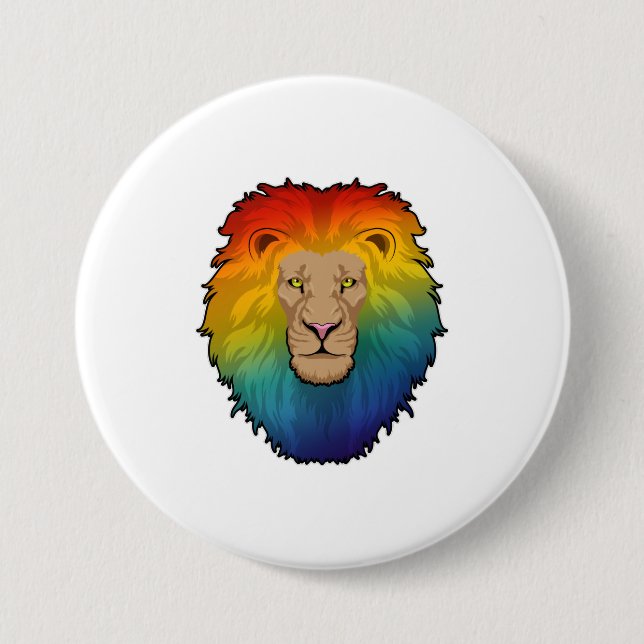 Lion in Rainbow Colors Button (Front)