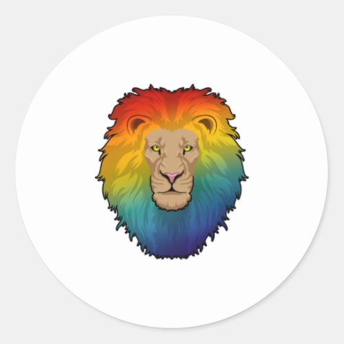 Lion in Rainbow Colors Classic Round Sticker