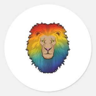 Lion in Rainbow Colors Classic Round Sticker