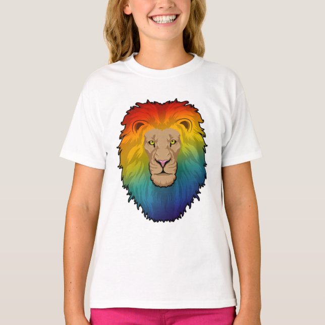 Lion in Rainbow Colors T-Shirt (Front)