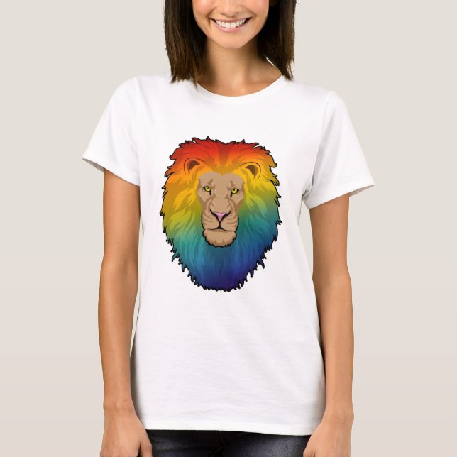 Lion in Rainbow Colors T-Shirt (Front)