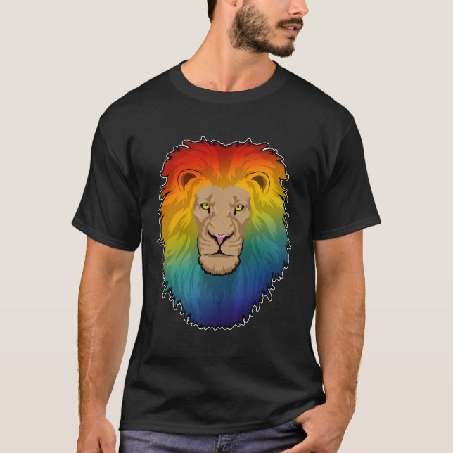 Lion in Rainbow Colors T-Shirt (Front)