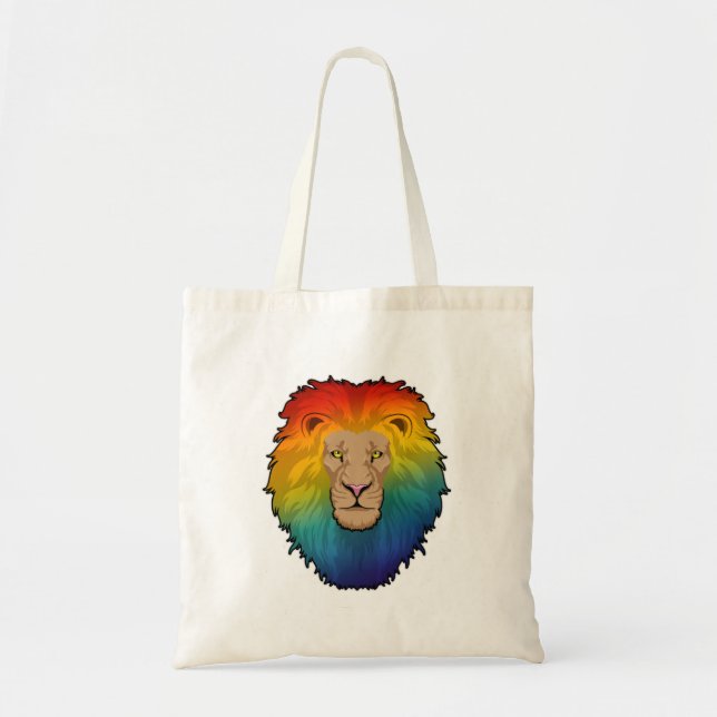 Lion in Rainbow Colors Tote Bag (Front)