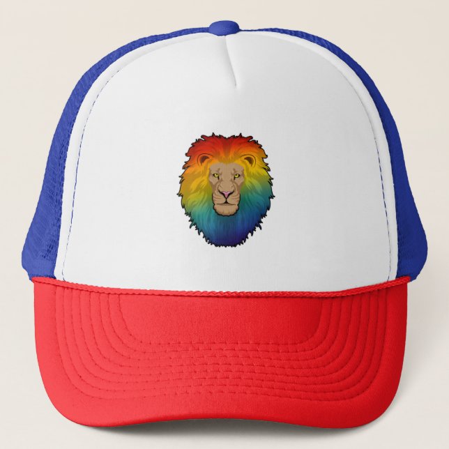 Lion in Rainbow Colors Trucker Hat (Front)