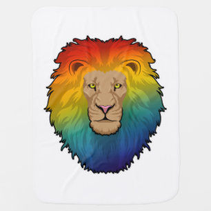 Lion in Rainbow Colours Baby Blanket