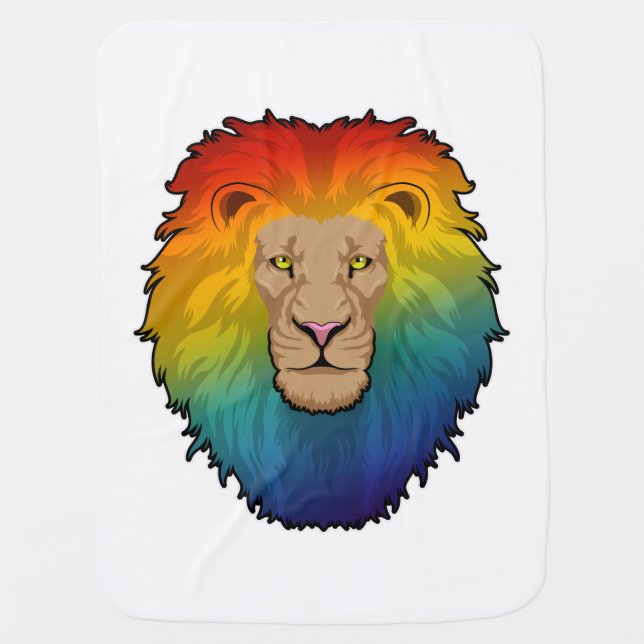 Lion in Rainbow Colours Baby Blanket (Front)