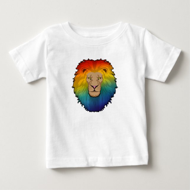 Lion in Rainbow Colours Baby T-Shirt (Front)