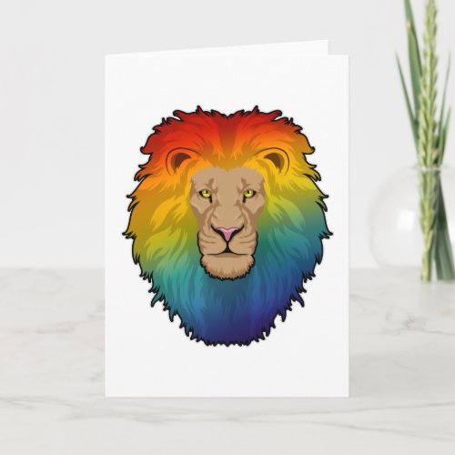 Lion in Rainbow Colours Card