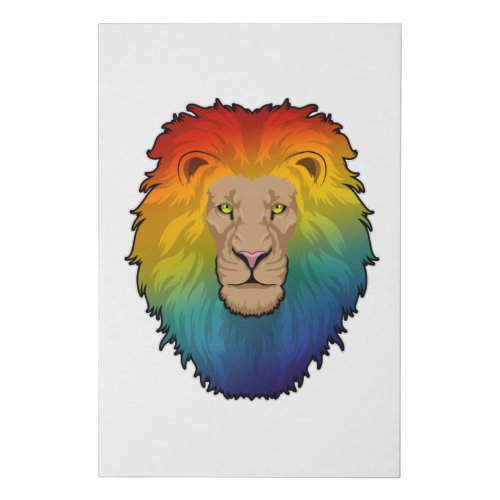 Lion in Rainbow Colours Faux Canvas Print