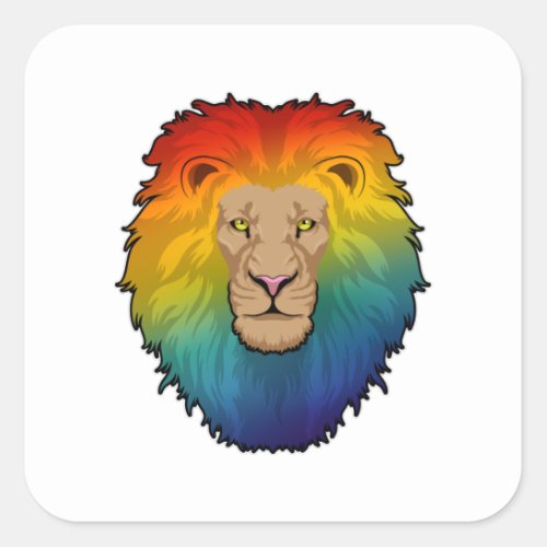 Lion in Rainbow Colours Square Sticker