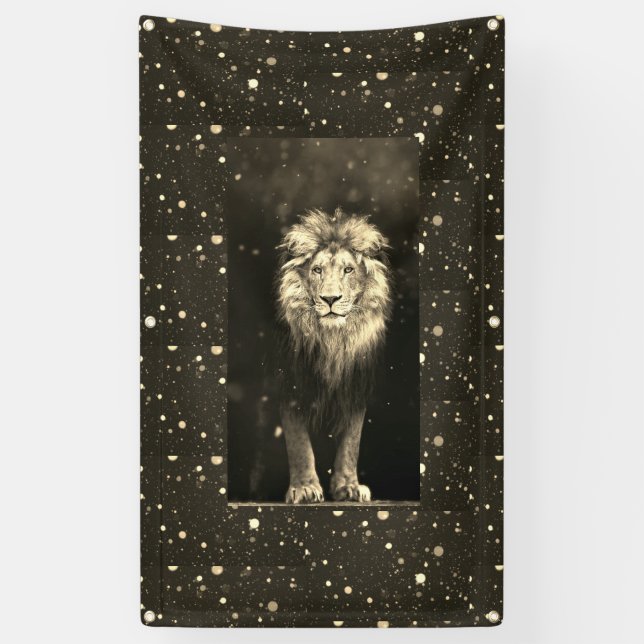 LION IN SNOW Banner WITH GROMMETS (Vertical)