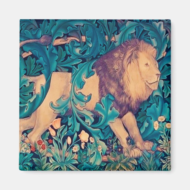 Lion in The Forest, William Morris Magnet (Front)