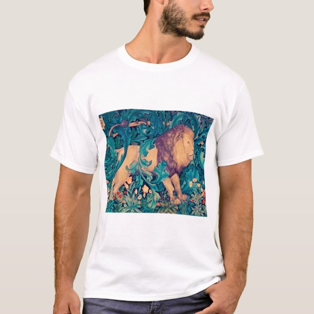 Lion in The Forest, William Morris T-Shirt (Front)