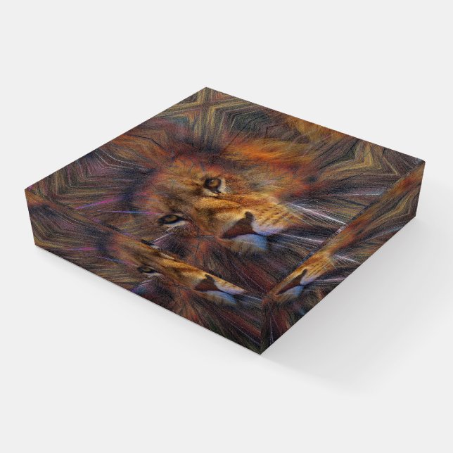 Lion in the Gallery Paperweight (Angled)