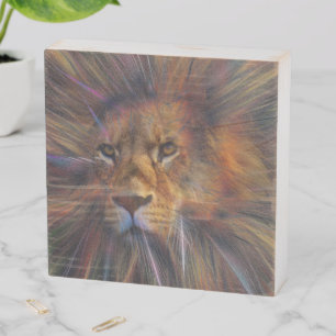 Lion in the Gallery Wood Box Sign
