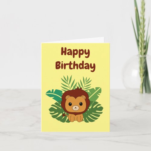 Lion in the Leaves Card